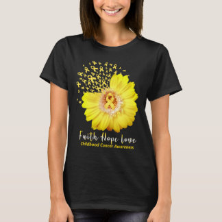 Faith Hope Love Child Cancer Awareness Ribbon T-shirt