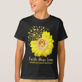 Faith Hope Love Child Cancer Awareness Ribbon T-shirt