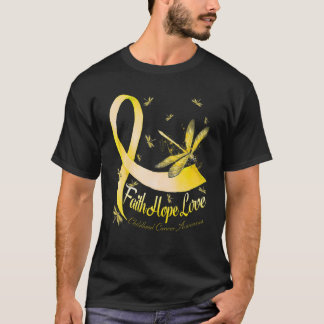 Faith Hope Love Childhood Cancer Awareness Dragonf T-shirt