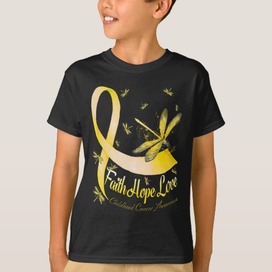 Faith Hope Love Childhood Cancer Awareness Dragonf T-shirt (Voorkant)