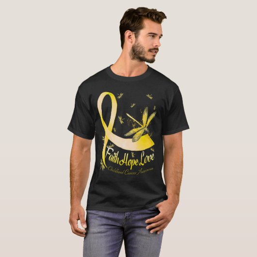 Faith Hope Love Childhood Cancer Awareness Dragonf T-shirt (Voorkant volledig)