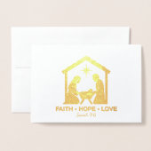 FAITH HOPE LOVE Christelijk Kerstmisgoud Folie Kaarten (Voorkant met envelop)