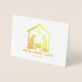FAITH HOPE LOVE Christelijk Kerstmisgoud Folie Kaarten (Voorkant)