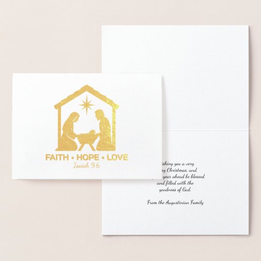 FAITH HOPE LOVE Christelijk Kerstmisgoud Folie Kaarten (Display)