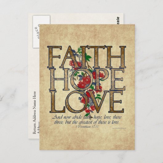 Faith Hope Love Christelijke Bijbel Verse Briefkaart (Voorkant / Achterkant)
