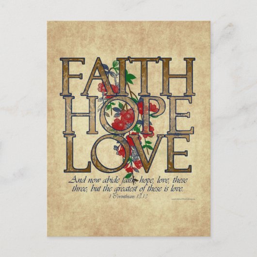 Faith Hope Love Christelijke Bijbel Verse Briefkaart (Voorkant)