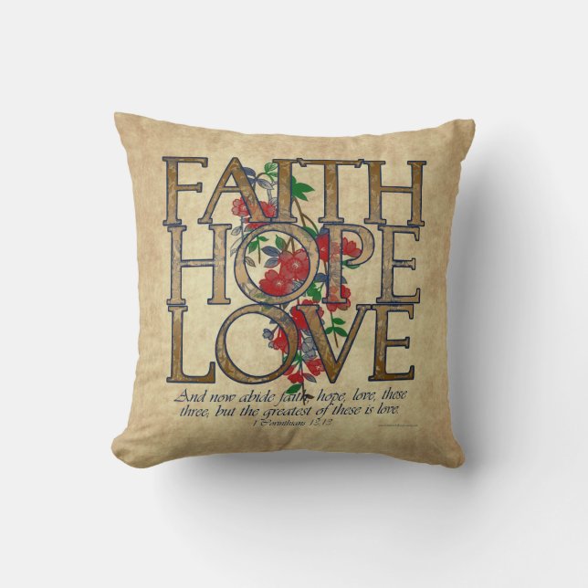 Faith Hope Love Christelijke Bijbel Verse Kussen (Voorkant)