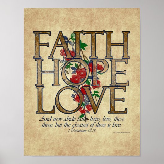 Faith Hope Love Christelijke Bijbel Verse Poster (Voorkant)