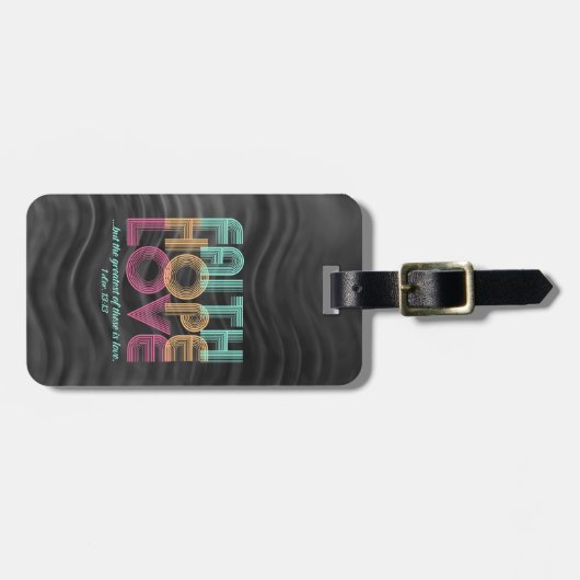 Faith Hope Love Christelijke Bijbel Verse Retro Bagagelabel (Voorkant horizontaal)