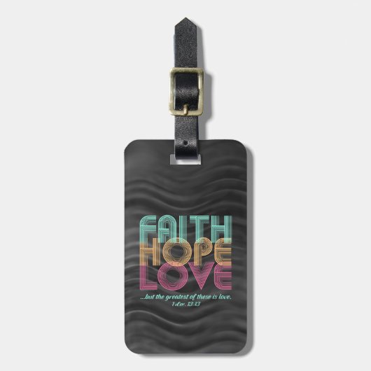 Faith Hope Love Christelijke Bijbel Verse Retro Bagagelabel (Voorkant verticaal)
