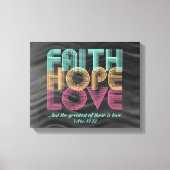 Faith Hope Love Christelijke Bijbel Verse Retro Canvas Afdruk (Voorkant)