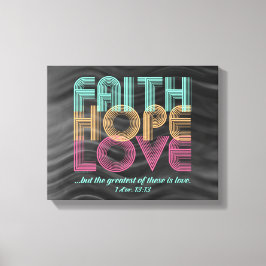 Faith Hope Love Christelijke Bijbel Verse Retro Canvas Afdruk