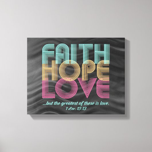 Faith Hope Love Christelijke Bijbel Verse Retro Canvas Afdruk (Voorkant)