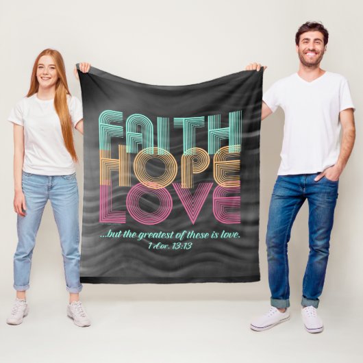 Faith Hope Love Christelijke Bijbel Verse Retro Fleece Deken (In situ)