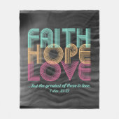 Faith Hope Love Christelijke Bijbel Verse Retro Fleece Deken (Voorkant)
