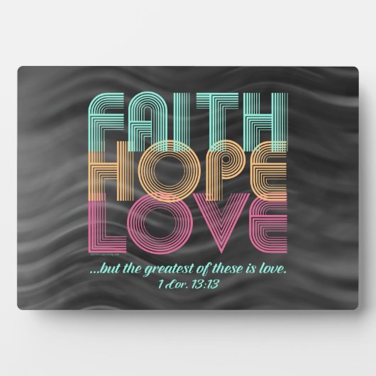 Faith Hope Love Christelijke Bijbel Verse Retro Fotoplaat (voorkant)