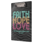 Faith Hope Love Christelijke Bijbel Verse Retro Klembord (Links)