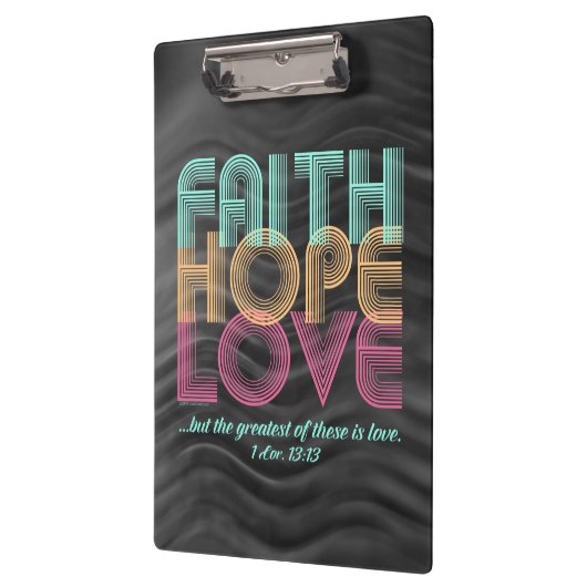 Faith Hope Love Christelijke Bijbel Verse Retro Klembord (Links)