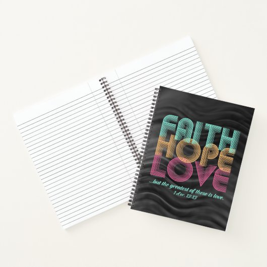 Faith Hope Love Christelijke Bijbel Verse Retro Notitieboek (Binnen)