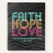 Faith Hope Love Christelijke Bijbel Verse Retro Notitieboek (Voorkant)