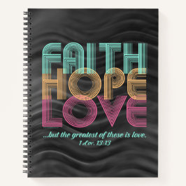 Faith Hope Love Christelijke Bijbel Verse Retro Notitieboek