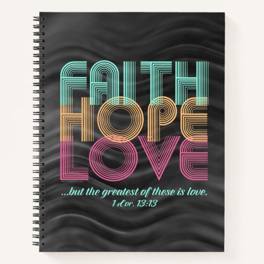 Faith Hope Love Christelijke Bijbel Verse Retro Notitieboek (Voorkant)