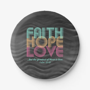 Faith Hope Love Christelijke Bijbel Verse Retro Papieren Bordje