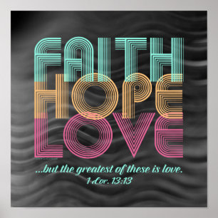 Faith Hope Love Christelijke Bijbel Verse Retro Poster