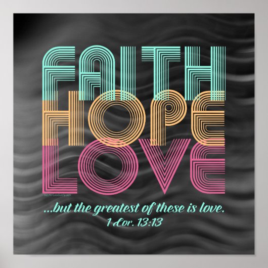Faith Hope Love Christelijke Bijbel Verse Retro Poster (Voorkant)