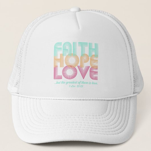 Faith Hope Love Christelijke Bijbel Verse Retro Trucker Pet (Voorkant)