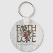 Faith Hope Love Christelijke Bijbel Verse Sleutelhanger (Voorkant)