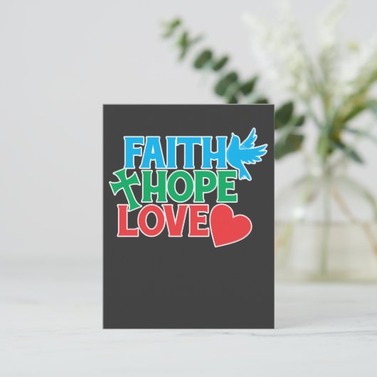 Faith Hope Love Christelijke Religieuze Jesus Briefkaart (Staand voorkant)