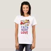 FAITH HOPE LOVE, Christelijke T-shirts met kat (Voorkant volledig)