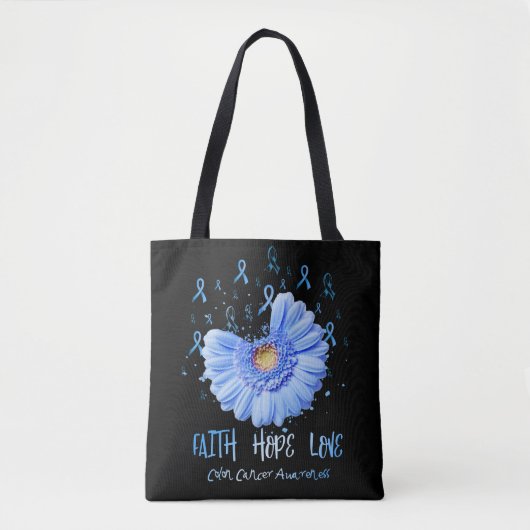Faith Hope Love Colon Cancer Awareness Flower Tote Bag (Voorkant)