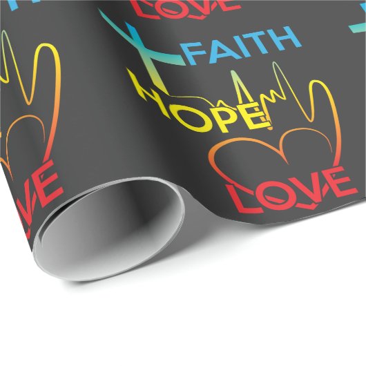 Faith Hope Love Colorful Christelijk Gift Cadeaupapier (Rol Hoek)