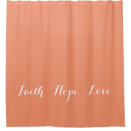 Faith Hope Love Coral Peach Shower Curtain Douchegordijn (Voorkant)