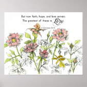 Faith Hope Love Corinthians 13 Scripture Roses Poster (Voorkant)