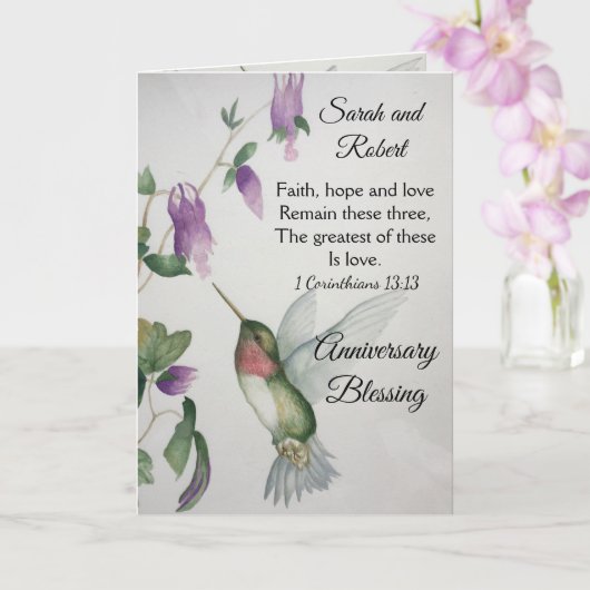 Faith Hope Love Couple Jubileum Blessing Kaart (Orchidee)