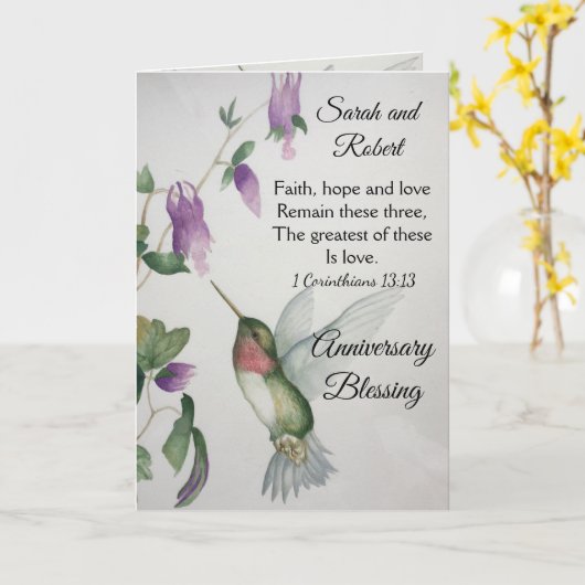 Faith Hope Love Couple Jubileum Blessing Kaart (Gele Bloem)