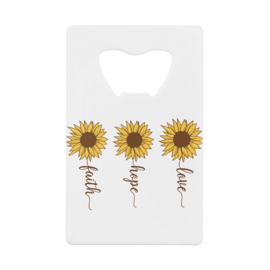 Faith Hope Love Creditkaart Flessenopener (Voorkant)