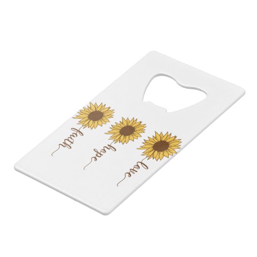 Faith Hope Love Creditkaart Flessenopener (Achterkant Gekanteld)