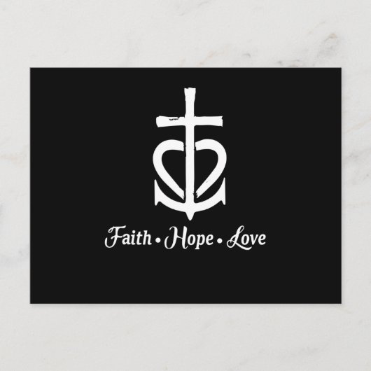 Faith Hope Love Cross Anchor Heart Jesus Aankondigingskaart (Voorkant)