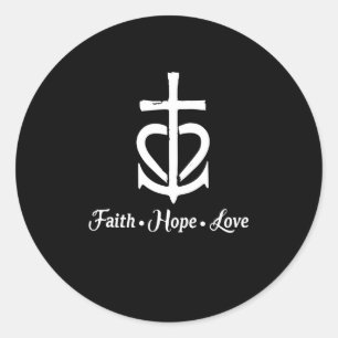 Faith Hope Love Cross Anchor Heart Jesus Ronde Sticker