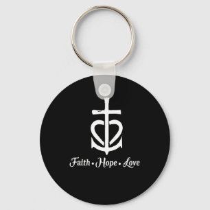 Faith Hope Love Cross Anchor Heart Jesus Sleutelhanger
