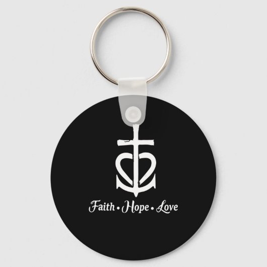 Faith Hope Love Cross Anchor Heart Jesus Sleutelhanger (Voorkant)