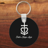 Faith Hope Love Cross Anchor Heart Jesus Sleutelhanger (Voorkant)