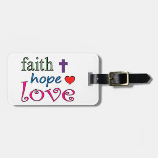 Faith Hope Love Cross Heart Bagagelabel