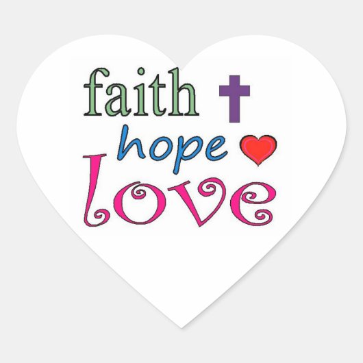 Faith Hope Love Cross Heart Hart Sticker (Voorkant)