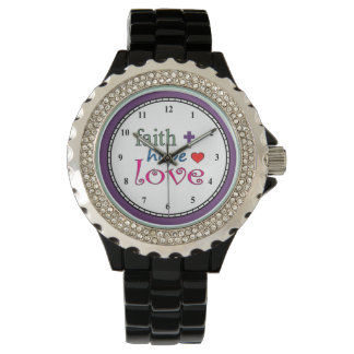 Faith Hope Love Cross Heart Horloge