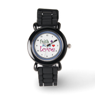Faith Hope Love Cross Heart Horloge